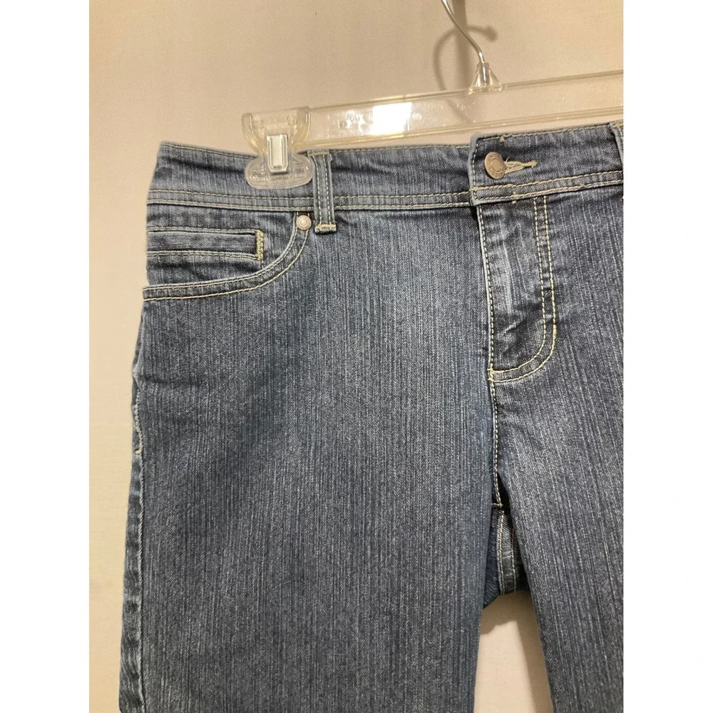 Chico's Crop Jeans‎ Womens Size 0 Dark Wash Denim Stretch Embroidered Pockets